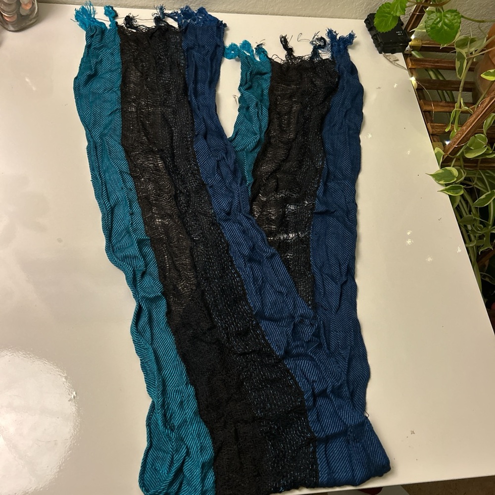Blue and Black Striped Scarf